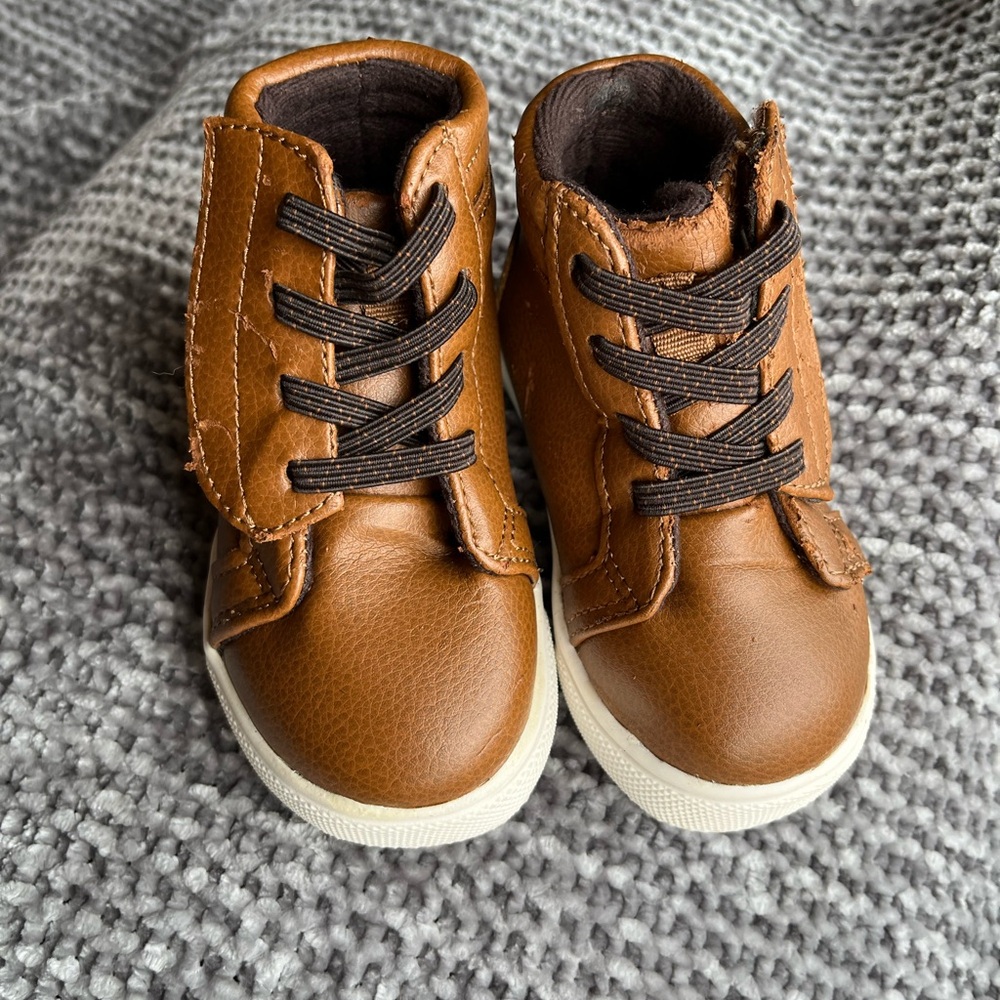 Brown high top walker shoes